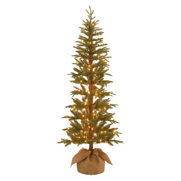 6' Pre-Lit Spruce Tree w/ Burlap Bag - Clear Lights 