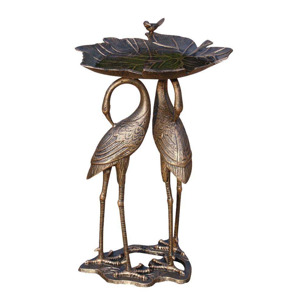 UPC 730050400061 product image for Two Cranes with Lily Pad Birdbath | upcitemdb.com