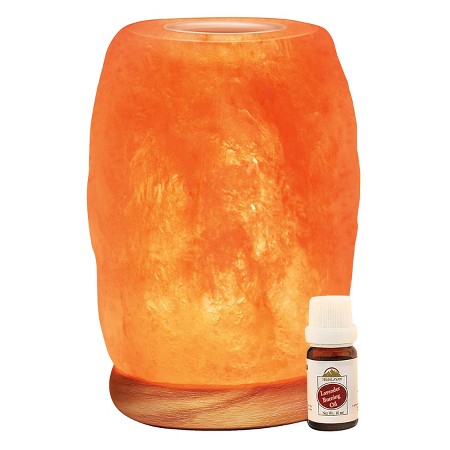 Aroma Therapy & Natural Air Purifying Himalayan Salt Lamp With Neem Wood & Lavender : Target