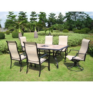 7-Piece Tile Top Metal Patio Dining Furniture Set : Target Mobile