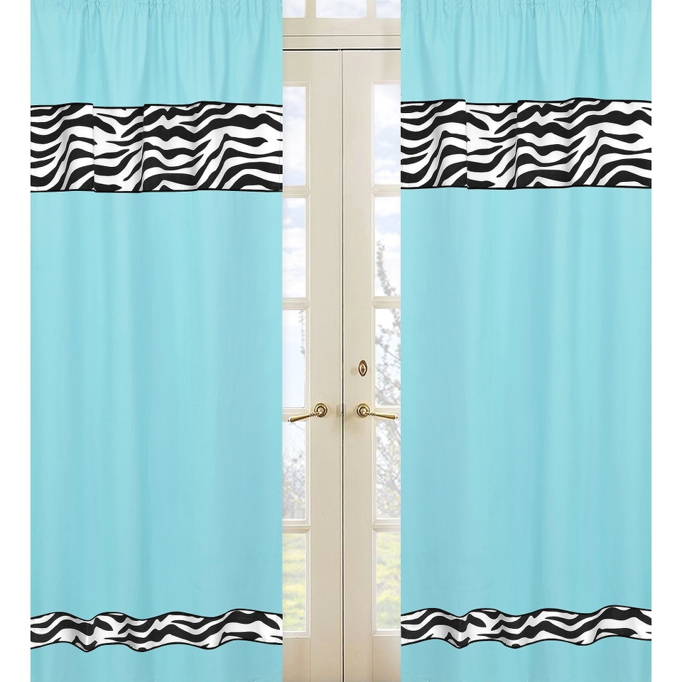 Sweet Jojo Designs Turquoise Zebra Window Panels