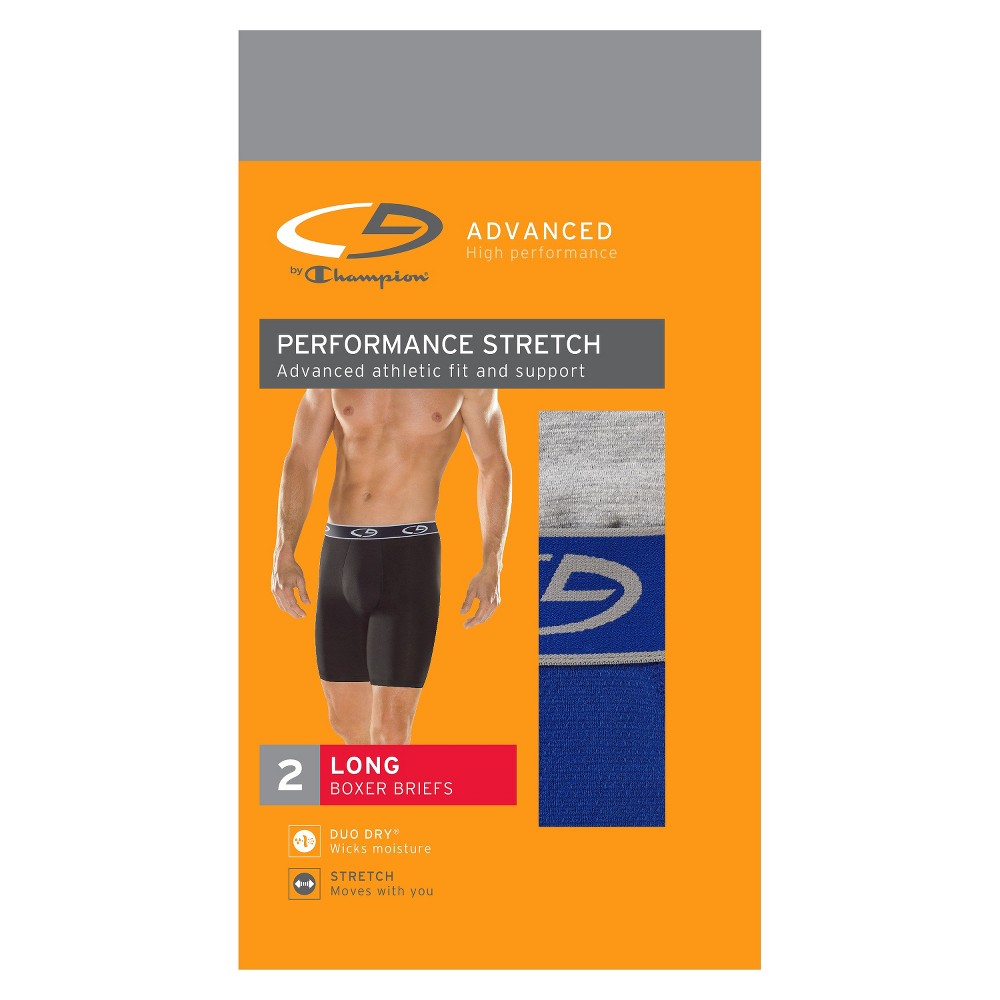 C9 Champion® DUO DRY® Men's Performance Stretch Long Boxer Brief 2-Pack   N929IB 
