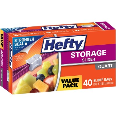 Hefty Quart Food Storage Slider Bag - 40ct