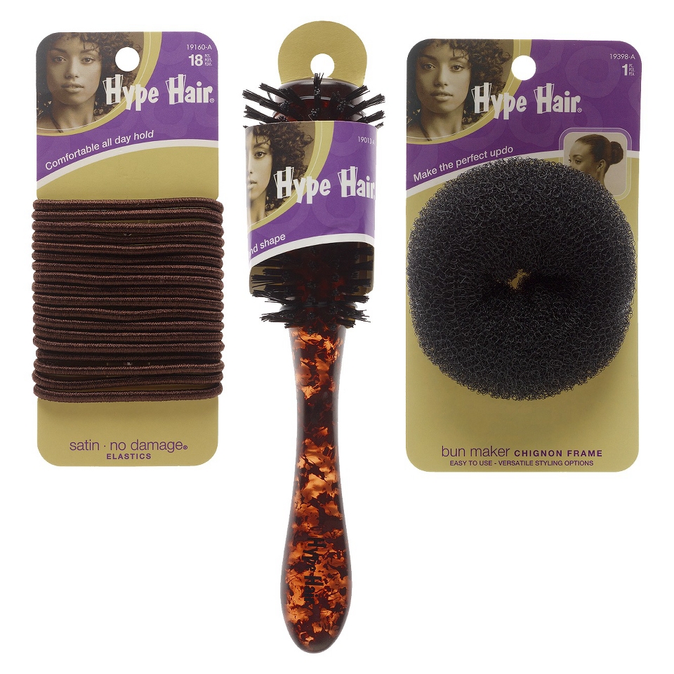 Conair Hype Hair Bundle Includes 1 Brush 1 Bun 18 Elastics