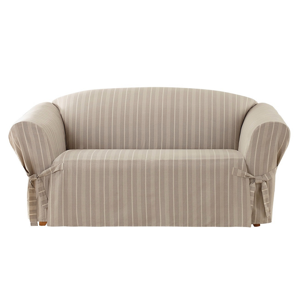 Sure Fit Grainsack Stripe Loveseat Slipcover  Linen