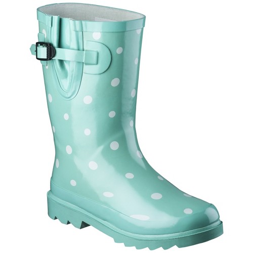 Girl's Novel Dot Rain Boot - Mint (Green) 13