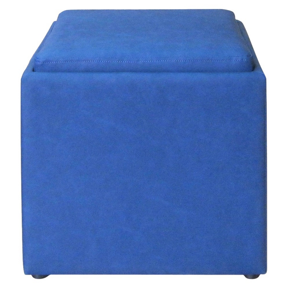 Storage Ottoman Threshold Tray Top Ottoman   Blue