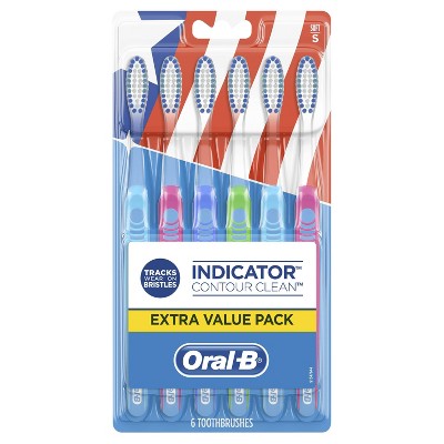 Oral-B Indicator Contour Clean Toothbrushes, Soft - 6ct