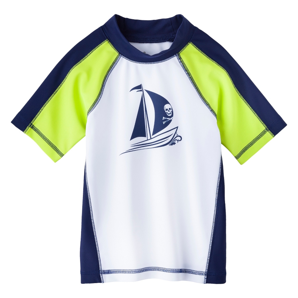 Circo Infant Toddler Boys Short Sleeve Sailboat Rashguard   White 3T