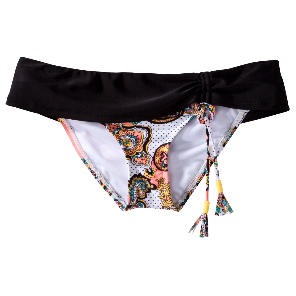 Juniors Printed Banded Hipster Swim Bottom  Black M