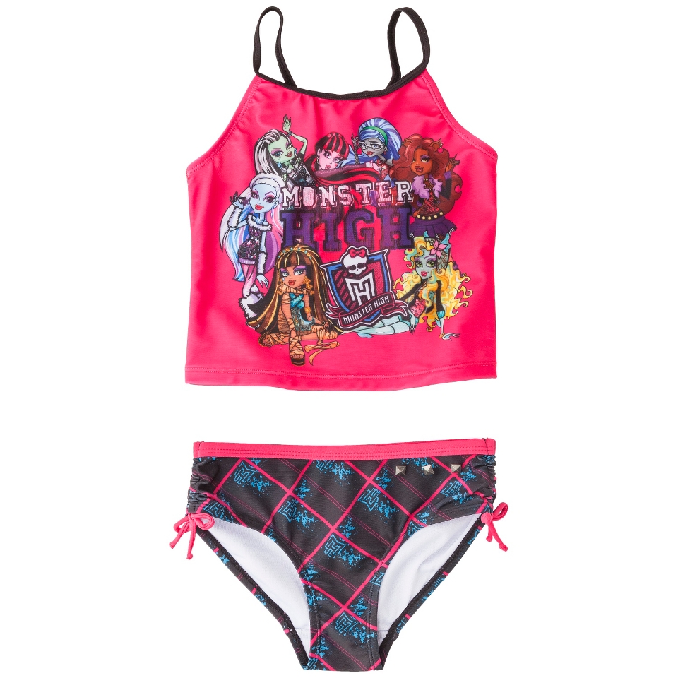 Monster Chic Girls 2 Piece Tankini Swimsuit Set   Raspberry 14 16