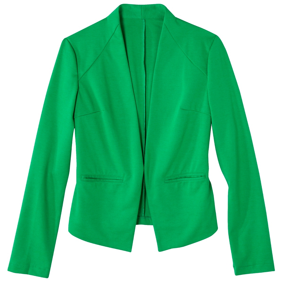 Merona Womens Ponte Collarless Jacket   Mahal Green   L