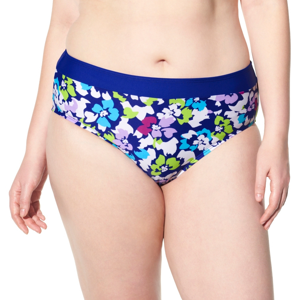 Womens Plus Size Bikini Swim Bottom   Cobalt Blue/Multicolor 20W