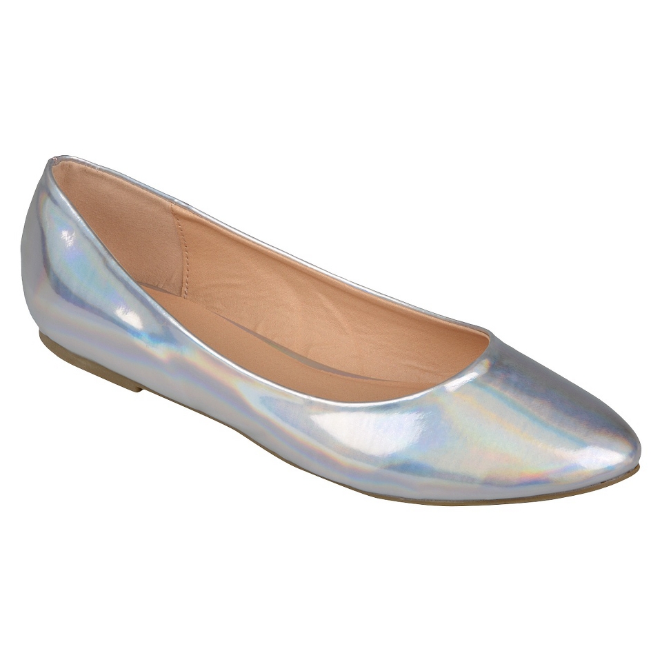 Womens Bamboo By Journee Metallic Ballet Flats   Silver 10