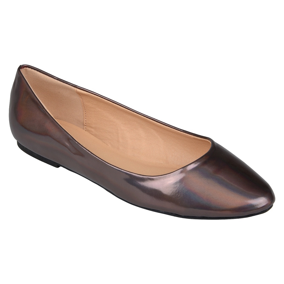 Womens Bamboo By Journee Metallic Ballet Flats   Black 10