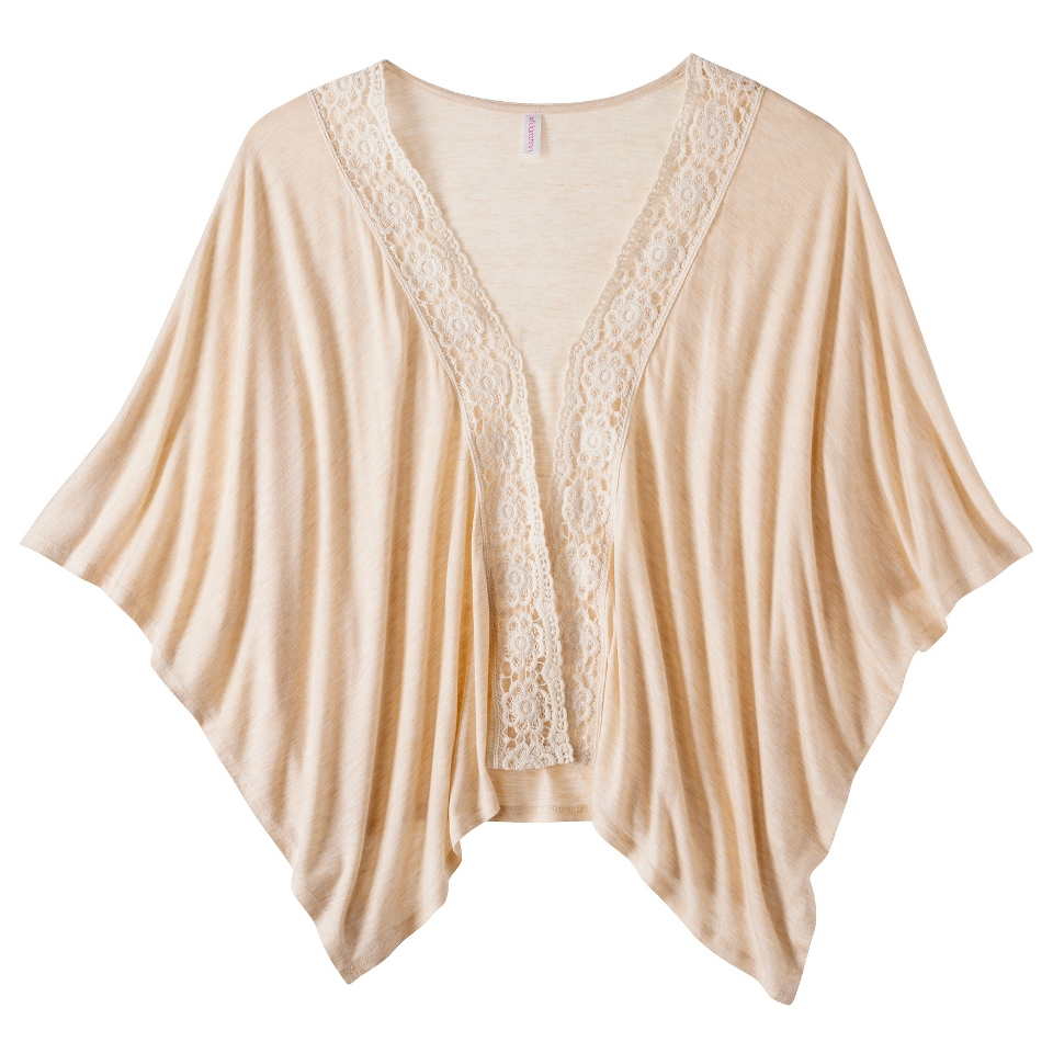 Xhilaration Juniors Crochet Trim Cardigan   Oatmeal L/XL