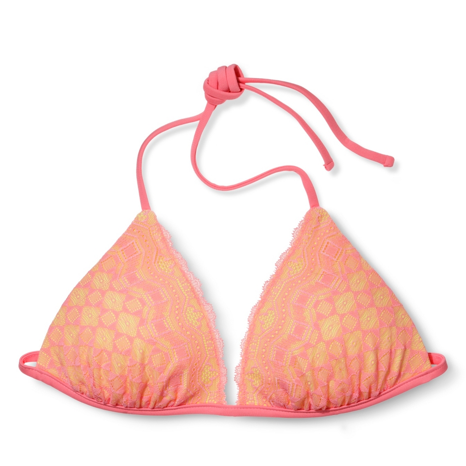 Xhilaration Juniors Crochet Triangle Swim Top  Peach M