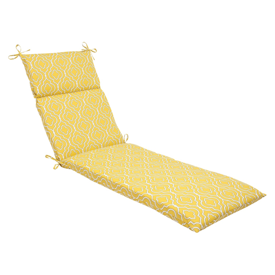 Outdoor Chaise Lounge Cushion   Yellow/White Starlet