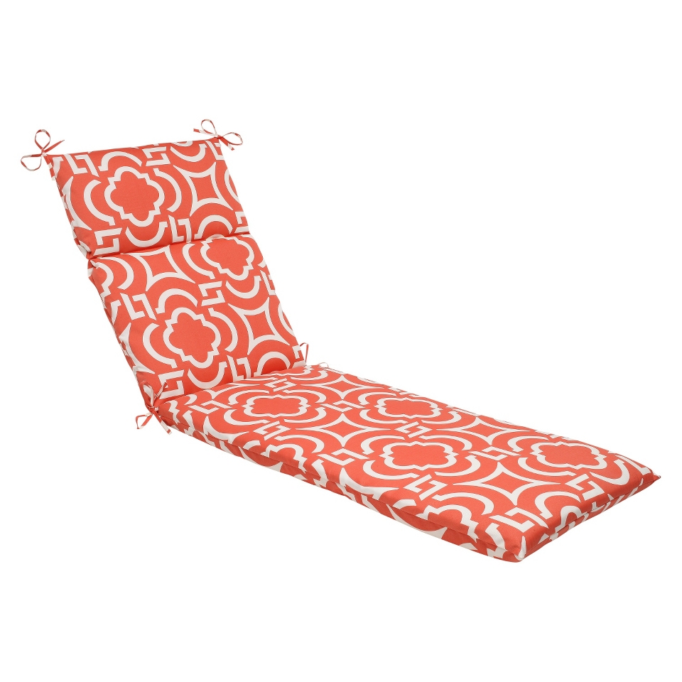 Outdoor Chaise Lounge Cushion   Orange/White Carmody