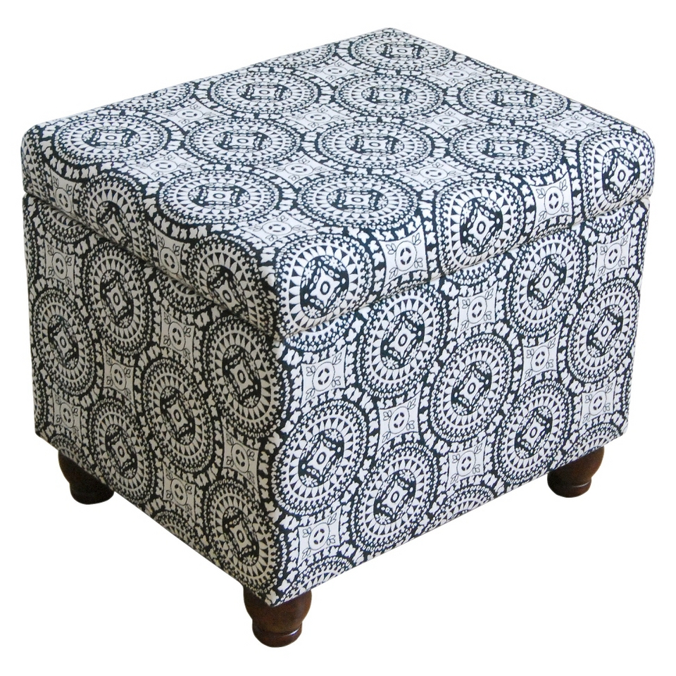 Storage Bench Kinfine Medium Storage Ottoman Blue & White Circle Pattern