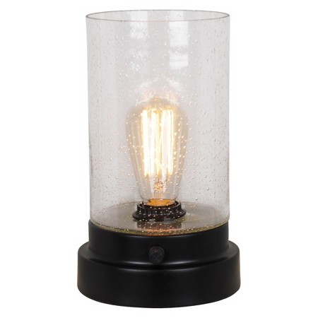 Threshold Seeded Glass Edison Uplight, Forge Table Lamp Rust Beekman 1802 Farmhouse