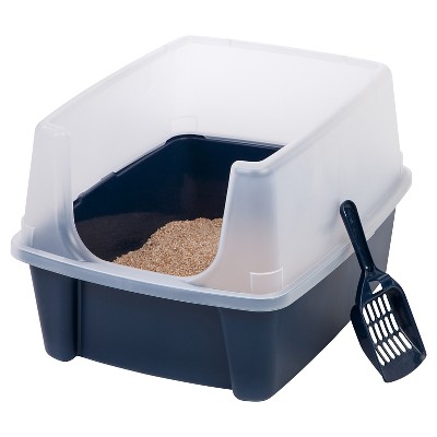 IRIS Open Top Cat Litter Box with Scoop - Navy
