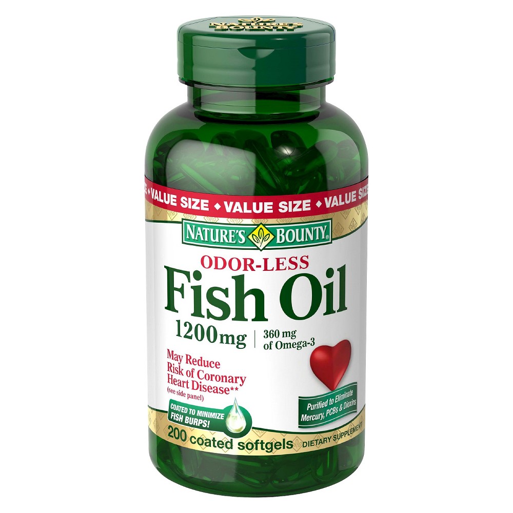UPC 074312168789 product image for Nature's Bounty Odorless Fish Oil 1200 mg Softgels - 200 Count | upcitemdb.com