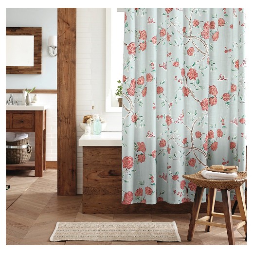 Curtains Ideas apt 9 shower curtain : Shower Curtain Floral Birds Blue - Threshold⢠: Target