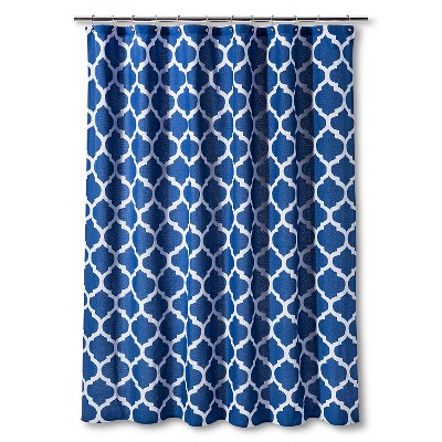 Shower Curtain Dark Blue Space Dye Lattice - Threshold™