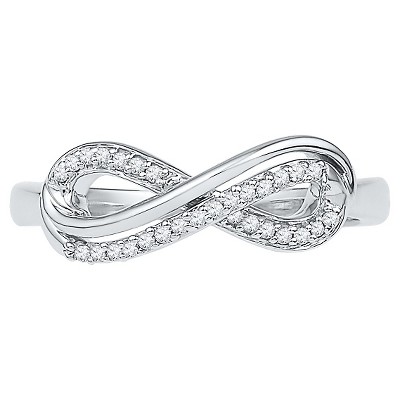 1/6 CT. T.W. Round Diamond Pave Set Infinity Fashion Ring in Sterling Silver (8), Women's, White