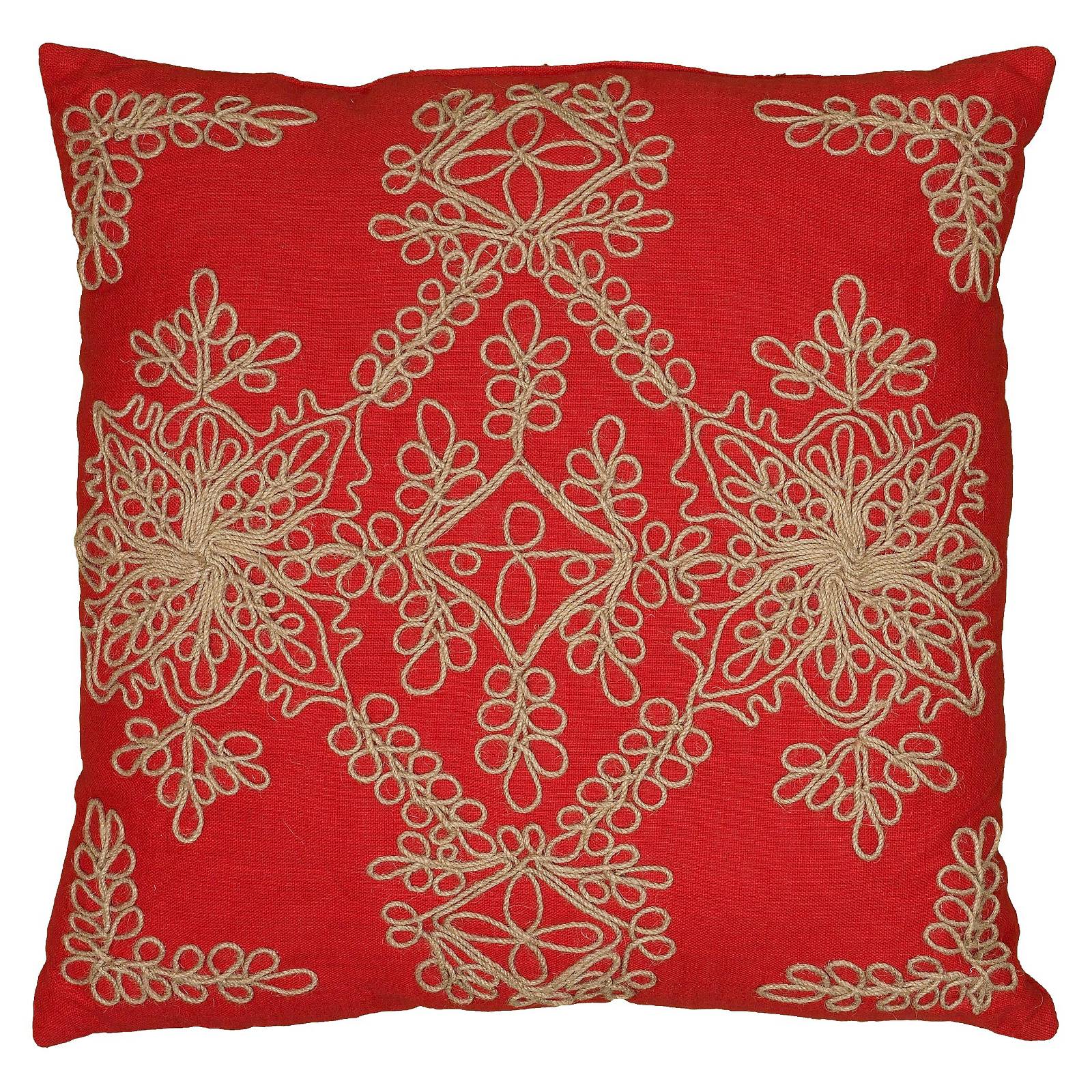 Jute Embroidery Throw Pillow - Rizzy Home eBay