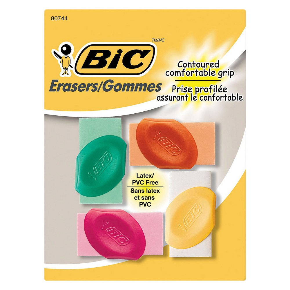 UPC 070330807440 product image for BIC Eraser with Grip - Multicolor (4/Pack) | upcitemdb.com