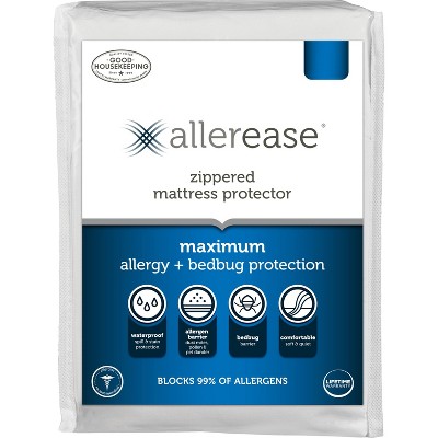 Allerease Full Maximum Waterproof Allergy and Bedbug Protection Zippered Mattress Protector: Hypoallergenic, Twill Fabric, Fits 14" Depth