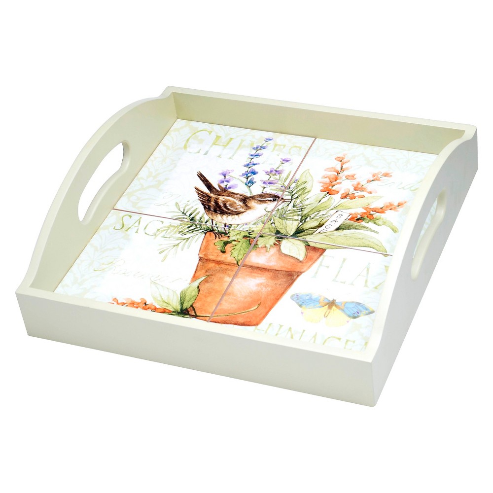 UPC 730384431977 product image for Certified International Herb Garden 4-Tile Wood Tray with Handles(12. | upcitemdb.com