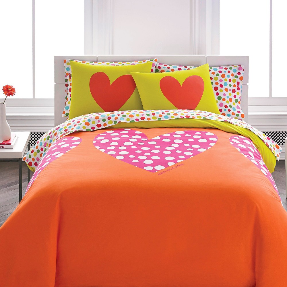 Upc 883893380509 Polka Heart Mini Comforter Set Orange Full