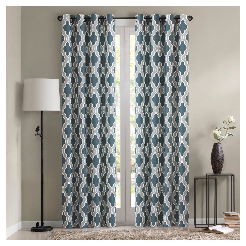 UPC 675716638788 product image for Rae 100% Cotton Printed Fret Curtain Panel - Blue (50