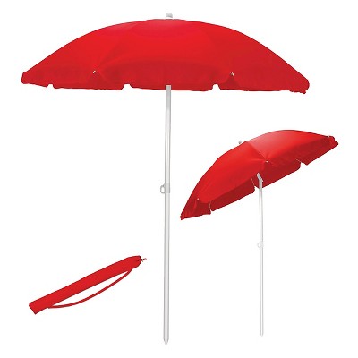 Picnic Time 5.5&#39; Beach Stick Umbrella - Red