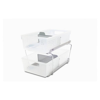 Two-Tier Organizer with Dividers Frost/Gray - Madesmart: Steel &#38; Plastic, Hand Wash, Lockable