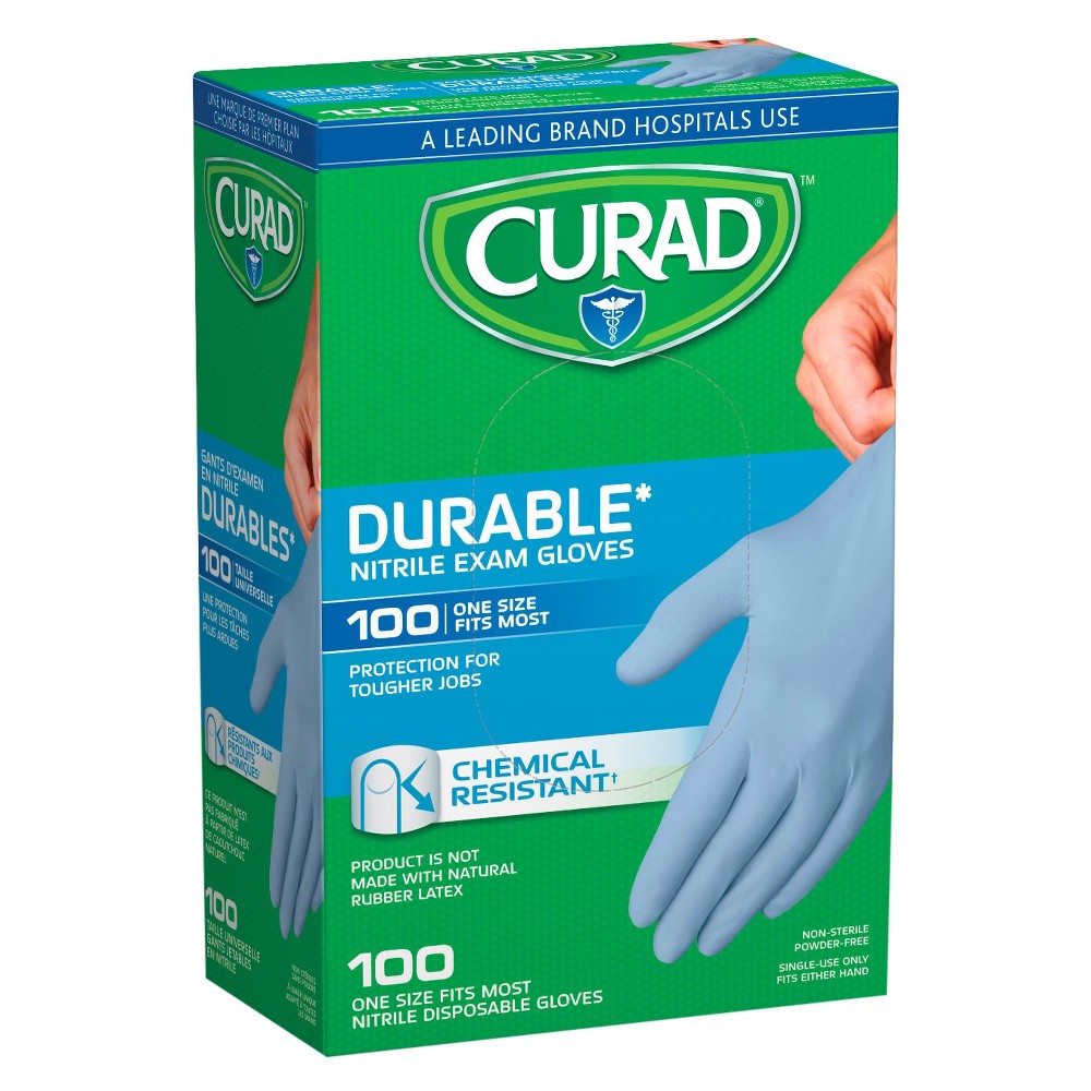 UPC 884389108409 product image for Curad Chemical Resistant Durable Nitrile Exam Gloves - 100 Count, Clear | upcitemdb.com