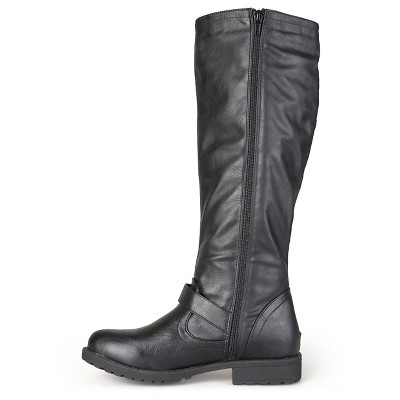 Women's Journee Collection Round Toe Studded Zipper Riding Boots - Black 8