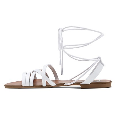 Faryl By Faryl Robin Women's Plume Mason Woven Front Lace Up Sandals - White 7.5