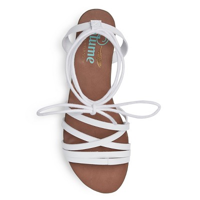Faryl By Faryl Robin Women's Plume Mason Woven Front Lace Up Sandals - White 7.5