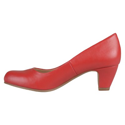 Women's Journee Collection Round Toe Comfort Fit Classic Kitten Heel Pumps - Red 10