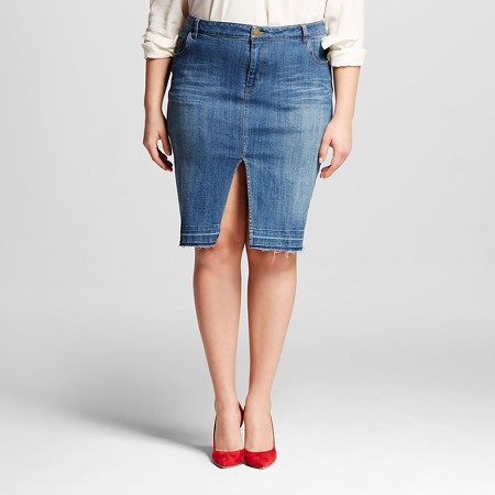 Women's Plus Size Denim Pencil Skirt - Who What Wear™ : Target