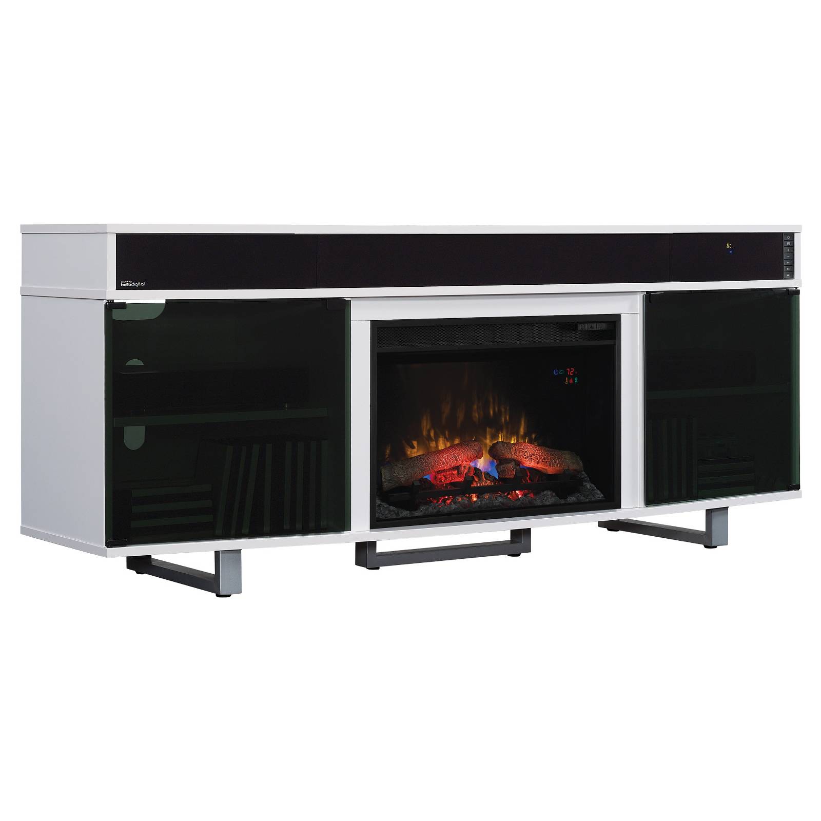 Enterprise TV Stand with Speakers and Electric Fireplace