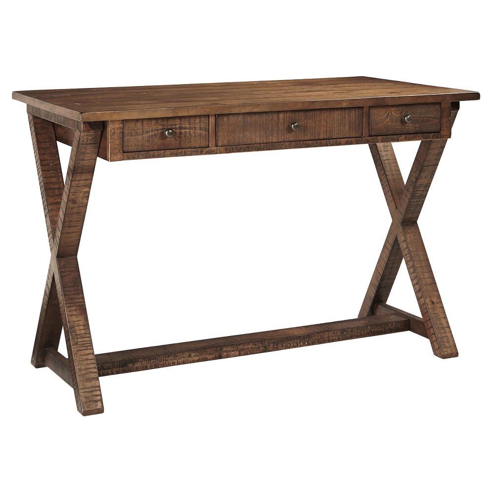 UPC 024052299854 product image for Writing Desk: Vintage Casual Home Office Large Leg Desk - Medium Brown - Signatu | upcitemdb.com