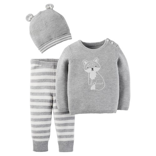 Just One YouMade by Carter's Newborn Boys' 3 Piece Sweater Set â€“ Grey 6M, Newborn Boy's, Size: 6 M, Tom Cat Gray