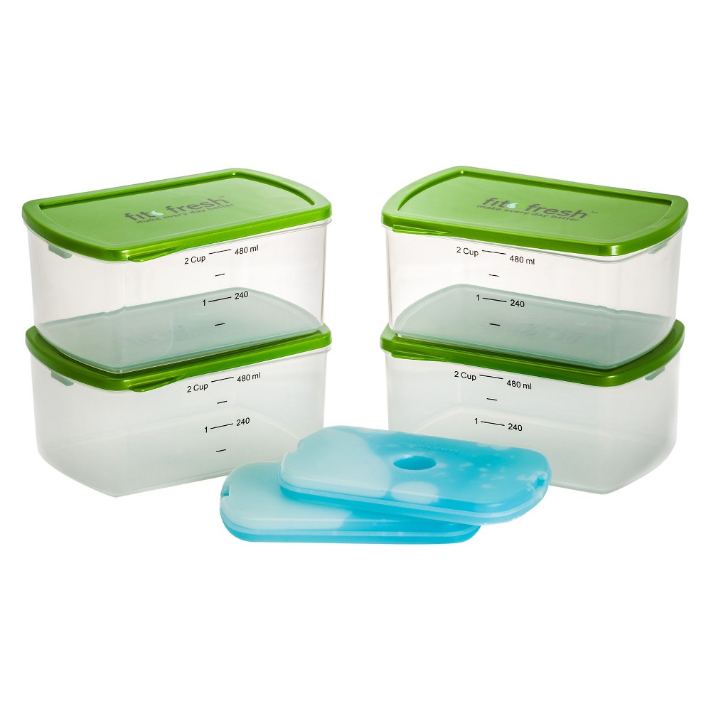 UPC 700522002253 product image for Fit & Fresh 2-Cup Smart Portion Container Set with Ice Packs, Green | upcitemdb.com