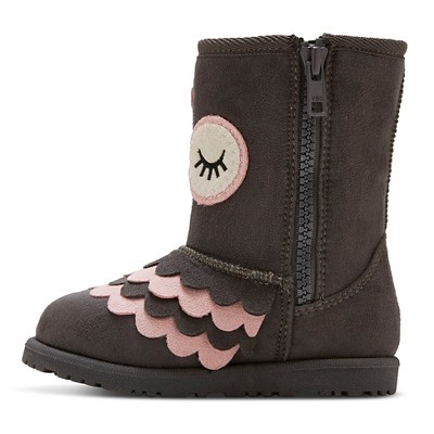 Toddler Girls' Melina Owl Print Cozy Fashion Boots Cat & Jack - Grey 11, Toddler Girl's