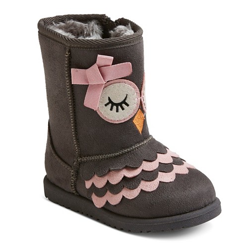 Toddler Girls' Melina Owl Print Cozy Fashion Boots Cat & Jack - Grey 12, Toddler Girl's